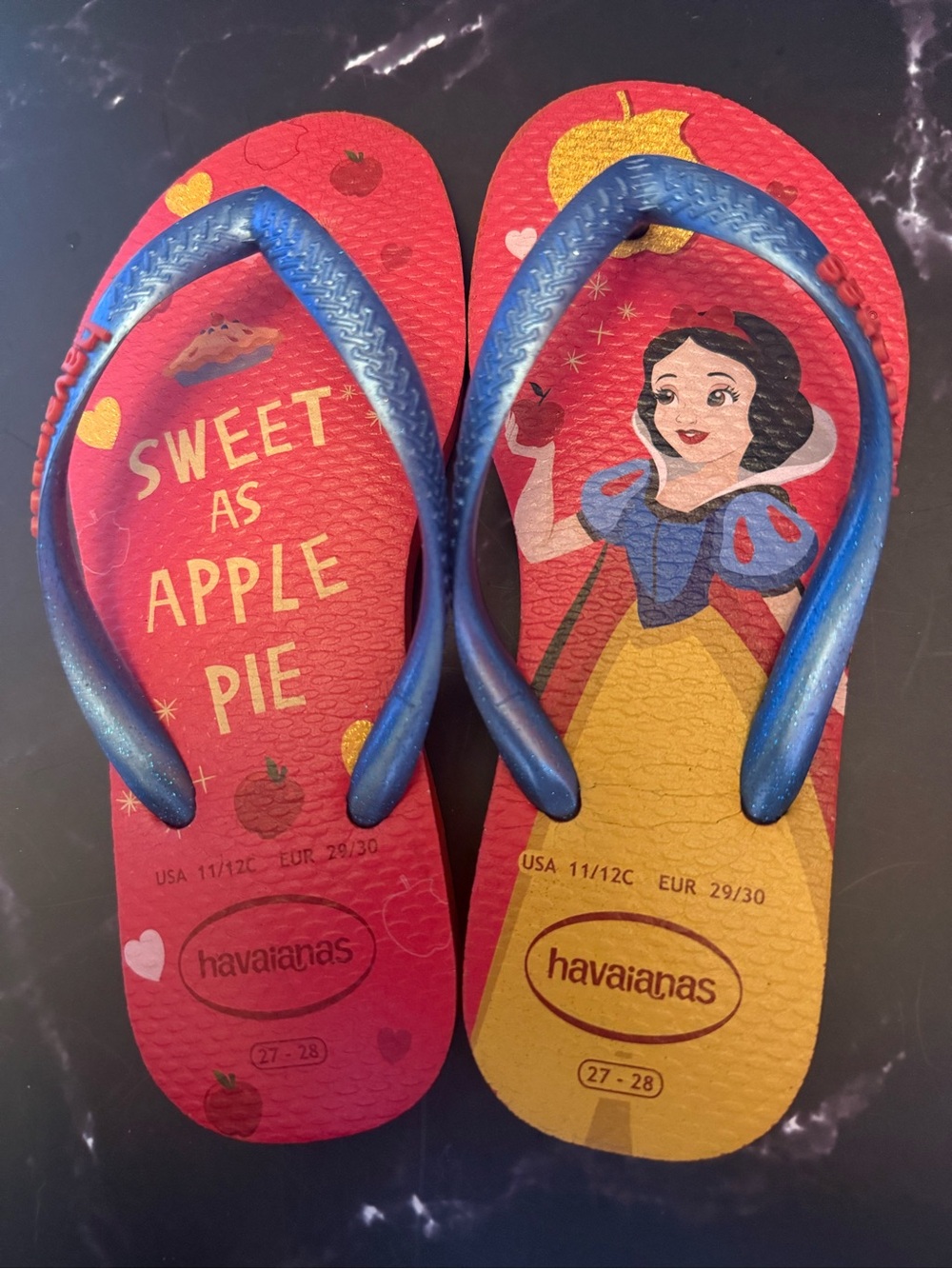 Havaianas Kids Red & Yellow Snow White Flip Flops with Blue Straps